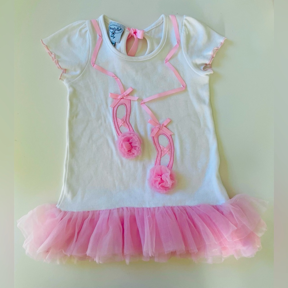 Mud pie Girls' White and Pink Ballet Dress
